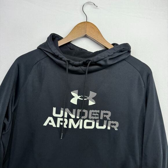 Under Armour Hoodie Men's Large Sweatshirt Fleece Spellout Pocket Logo Workout - Picture 1 of 9